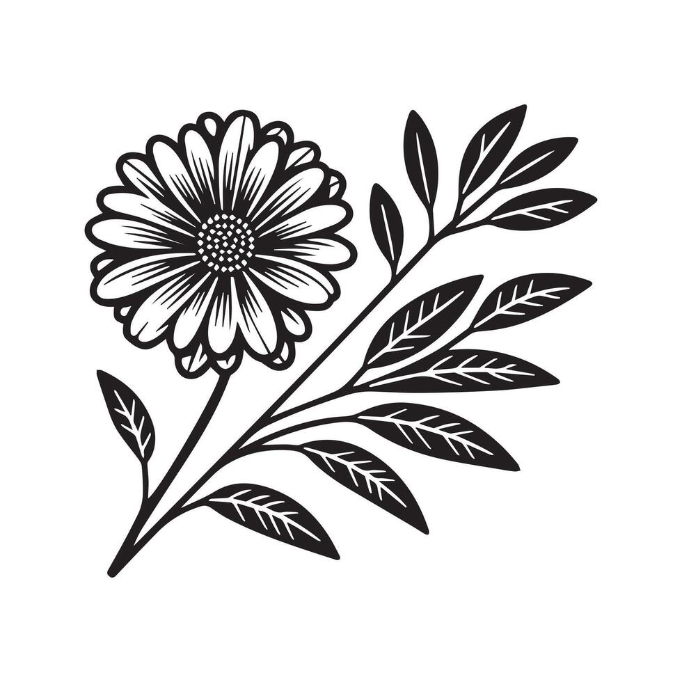 ai gegenereerd gerbera bloem silhouet zwart en wit illustratie vector