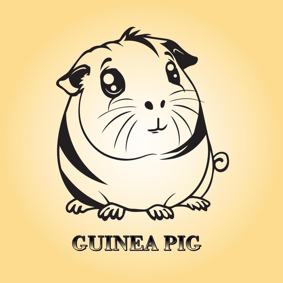 ai gegenereerd Guinea varken is een zittend vector illustratie in zwart en wit