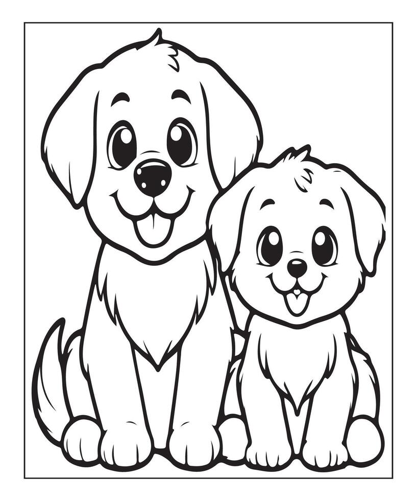 ai gegenereerd schattig hond illustratie kleur bladzijde voor kinderen vector