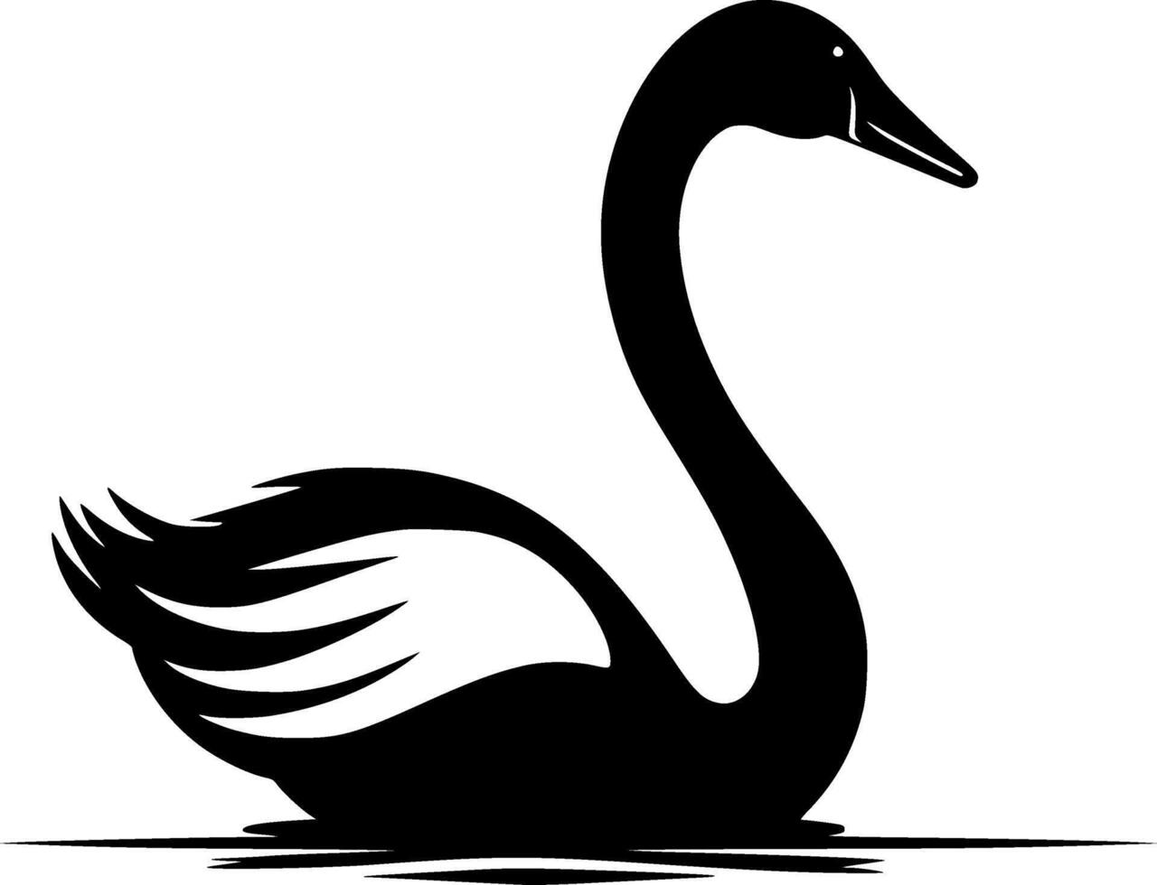 zwaan - zwart en wit geïsoleerd icoon - vector illustratie