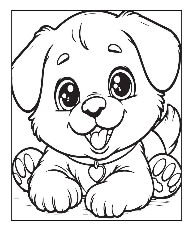 ai gegenereerd schattig puppy kleur bladzijde illustratie vector