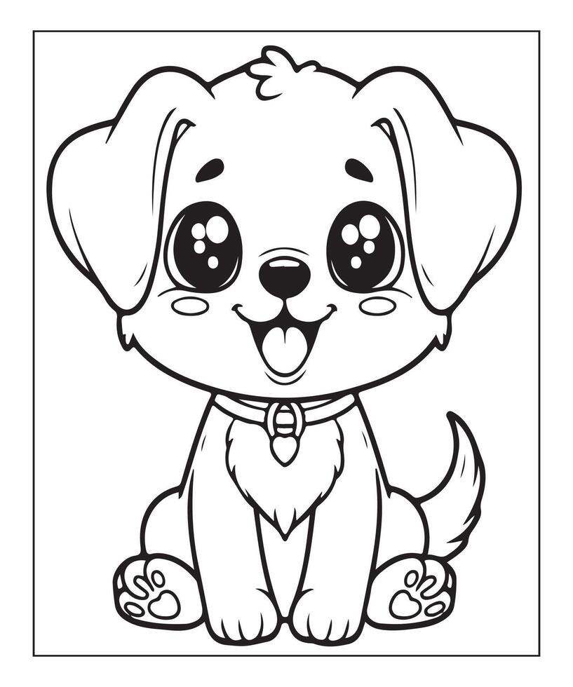 ai gegenereerd schattig puppy kleur bladzijde illustratie vector