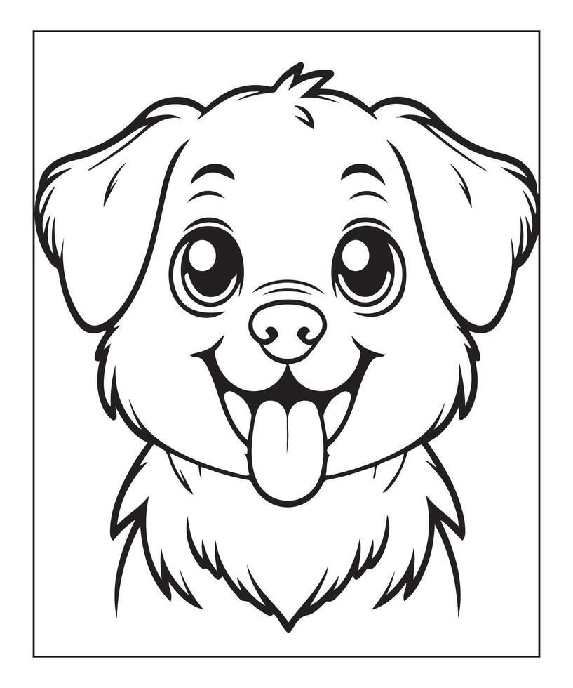 ai gegenereerd kinderen kleur bladzijde, hond kleur bladzijde illustratie vector