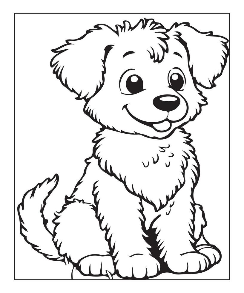ai gegenereerd schoon vector lijn kunst hond kleur bladzijde voor kinderen