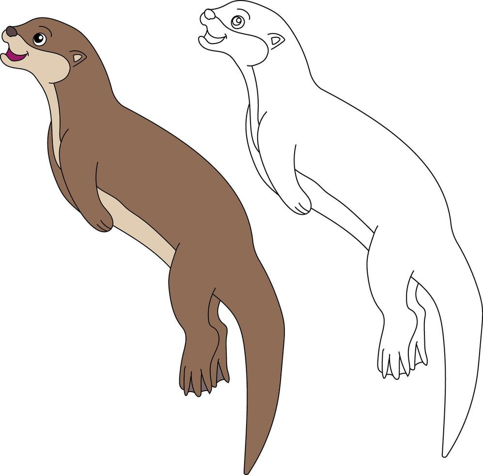 zee Otter clip art. schets en kleurrijk otters vector