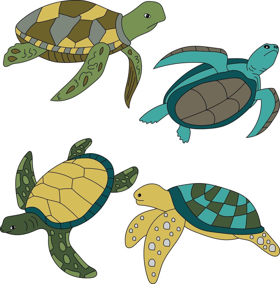 kleurrijk zee schildpad clip art reeks vector