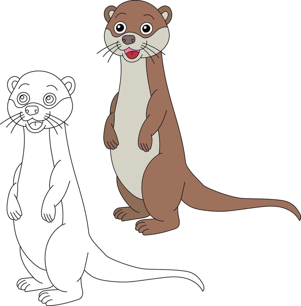 zee Otter clip art. schets en kleurrijk otters vector