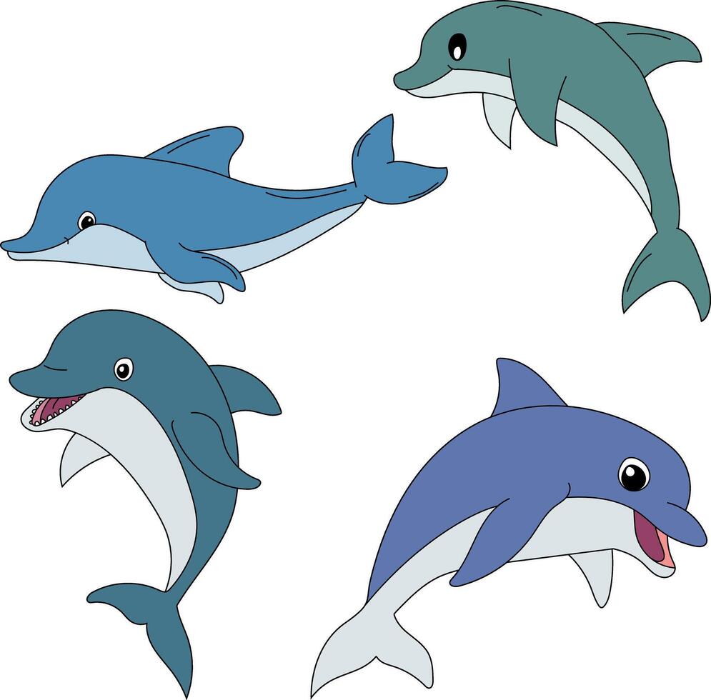 kleurrijk dolfijn clip art reeks vector