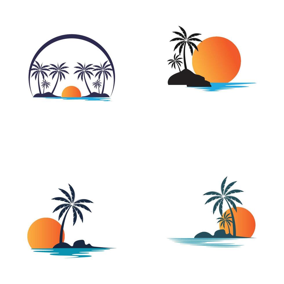 verzameling van logos en symbolen van natuurlijk strand schoonheid ontwerp vector illustratie