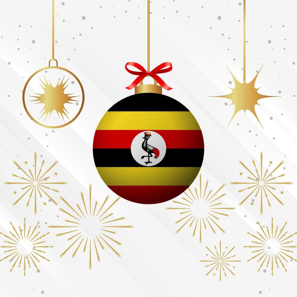 Kerstmis bal ornamenten Oeganda vlag viering vector