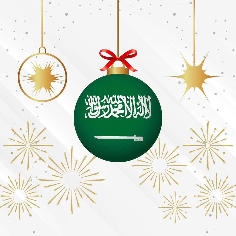 Kerstmis bal ornamenten saudi Arabië vlag viering vector