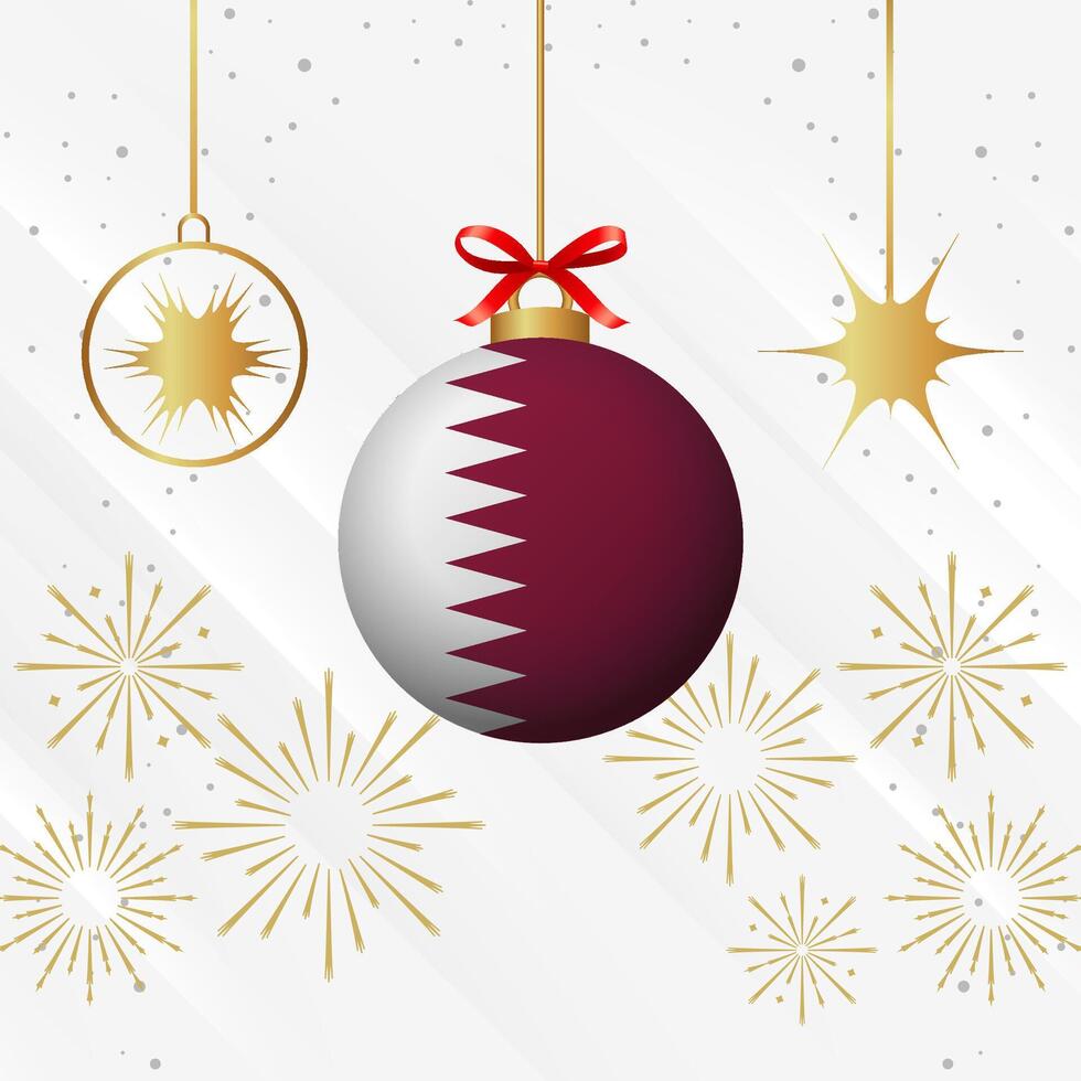 Kerstmis bal ornamenten qatar vlag viering vector