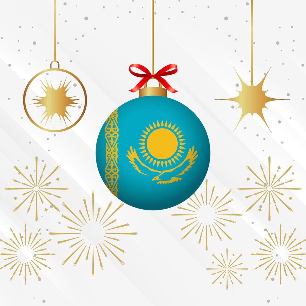Kerstmis bal ornamenten Kazachstan vlag viering vector