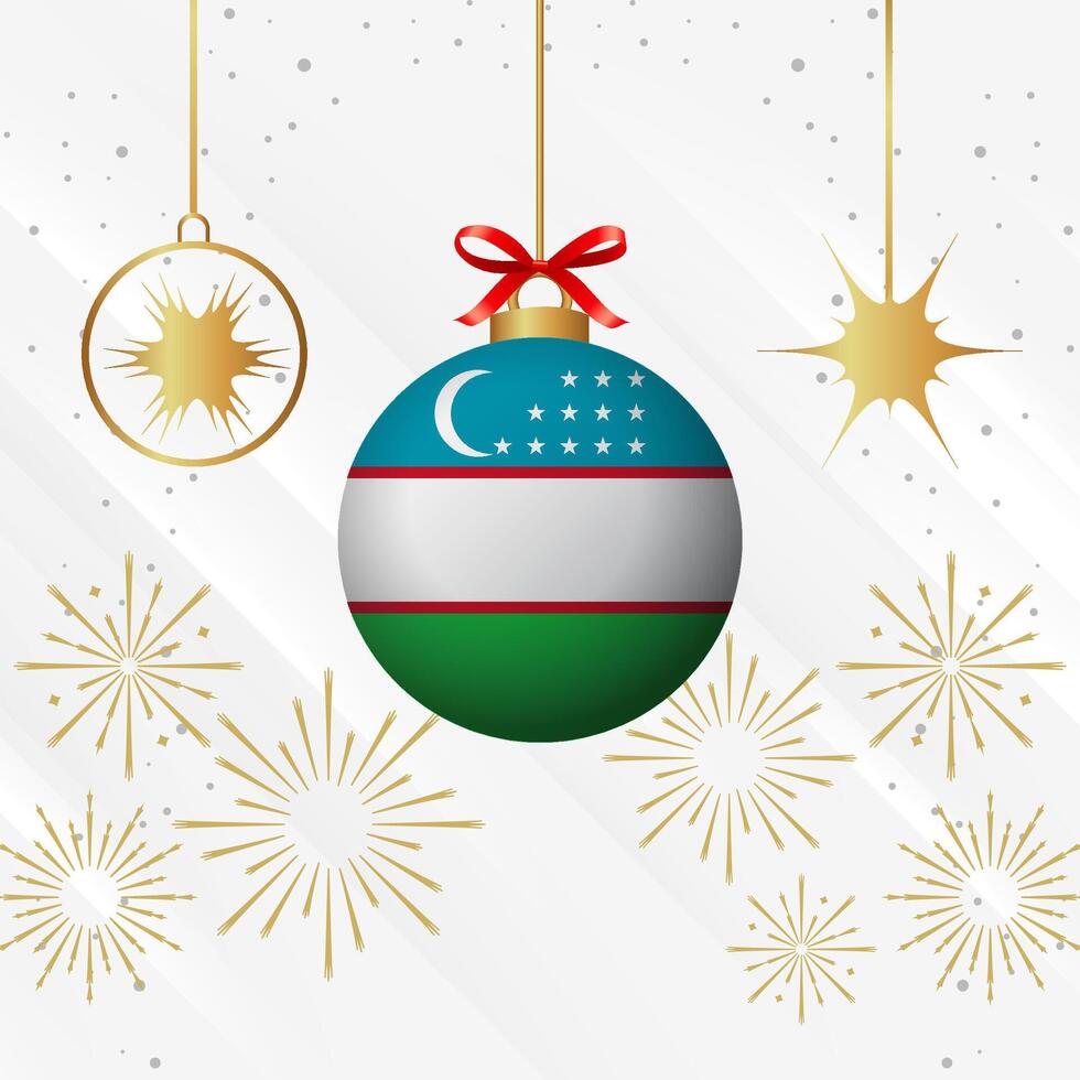 Kerstmis bal ornamenten Oezbekistan vlag viering vector