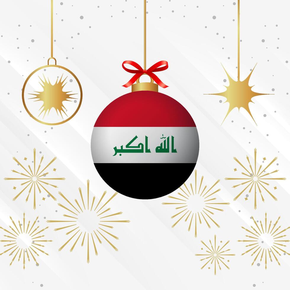 Kerstmis bal ornamenten Irak vlag viering vector