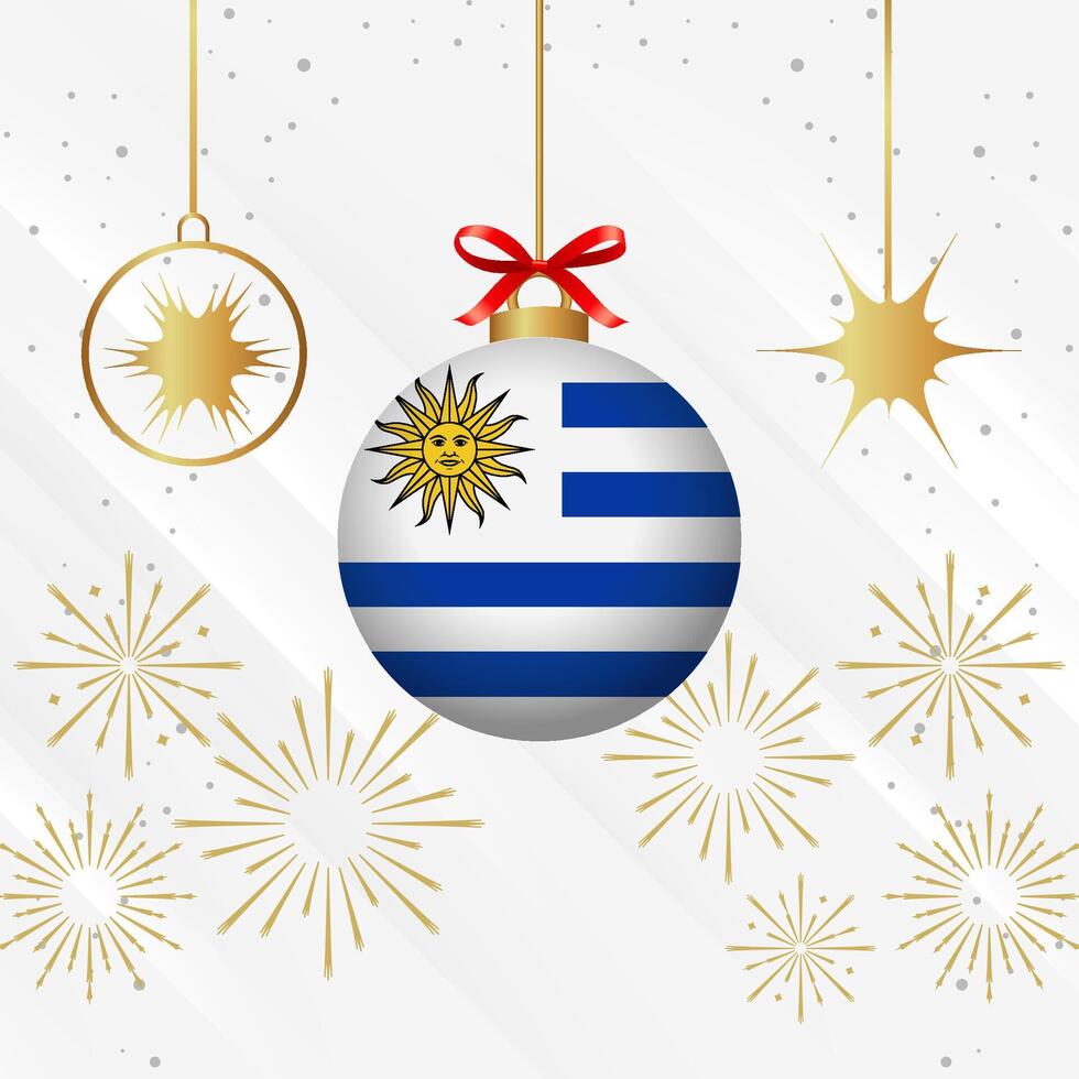 Kerstmis bal ornamenten Uruguay vlag viering vector