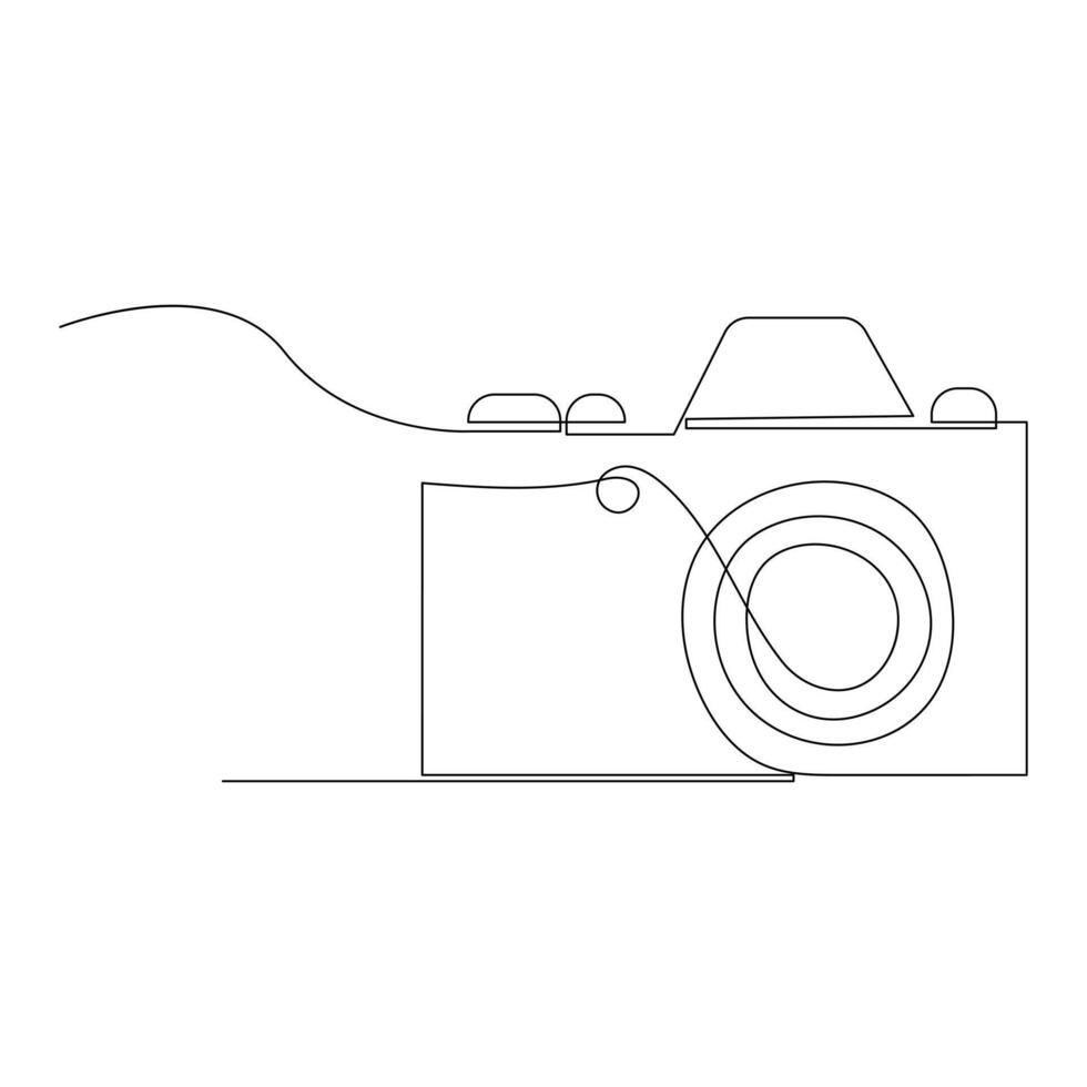 doorlopend een lijn tekening hd foto camera schets vector illustratie.