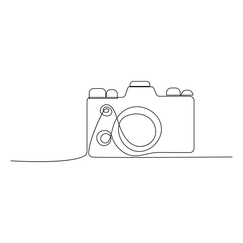 doorlopend een lijn tekening hd foto camera schets vector illustratie.