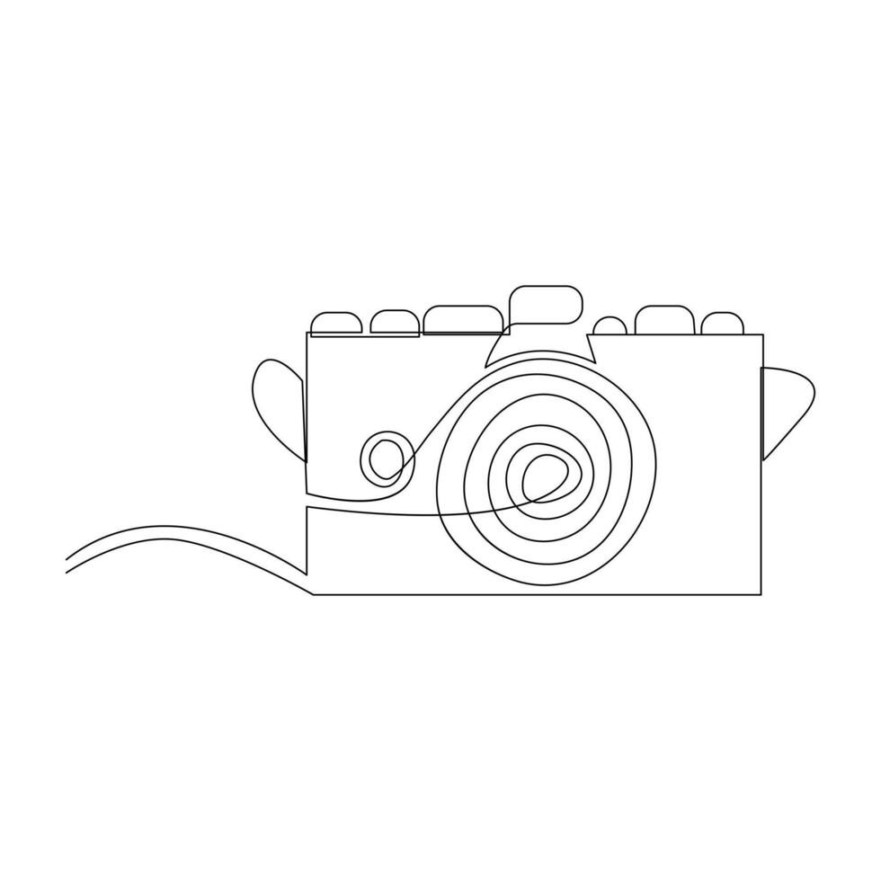 doorlopend een lijn tekening hd foto camera schets vector illustratie.