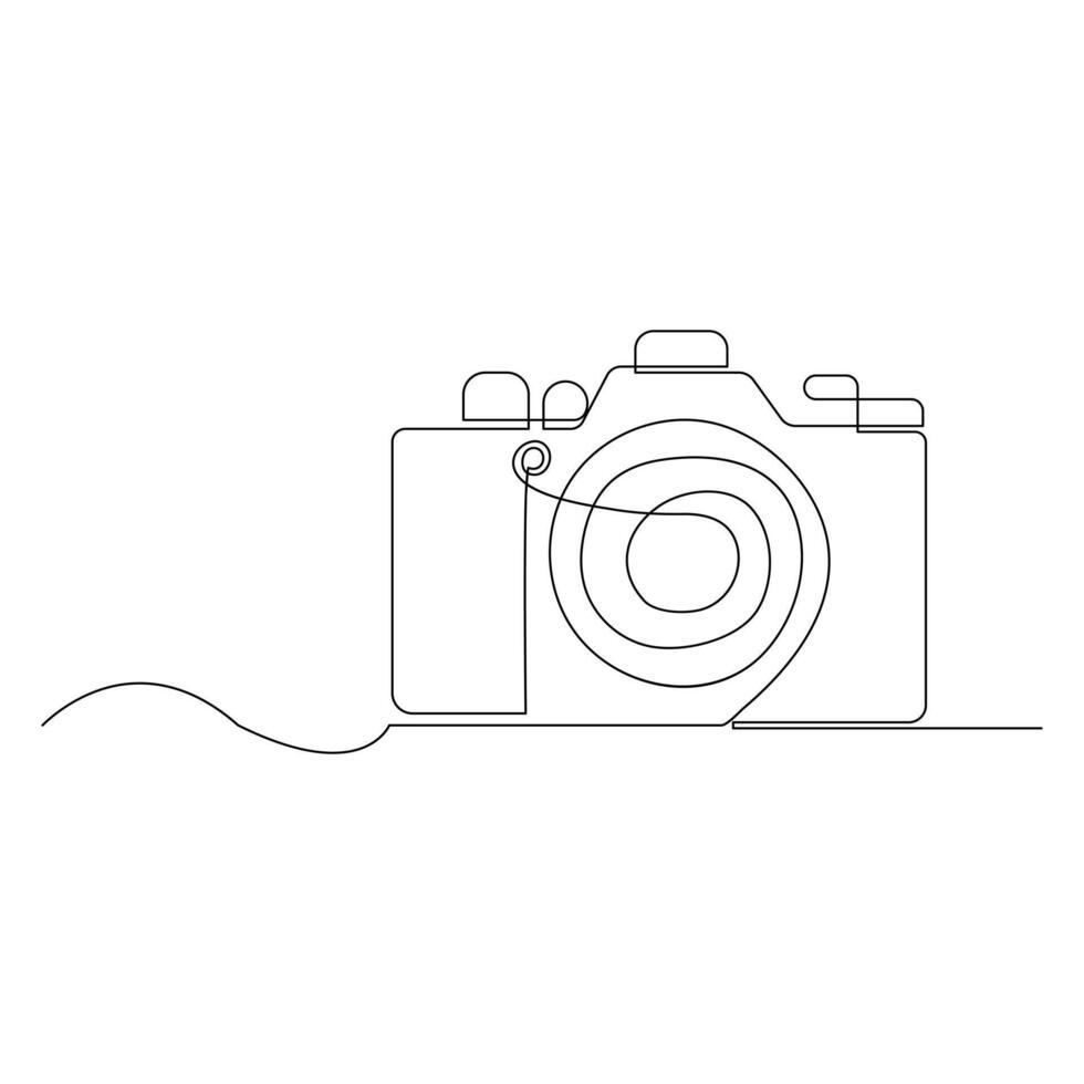 doorlopend een lijn tekening hd foto camera schets vector illustratie.