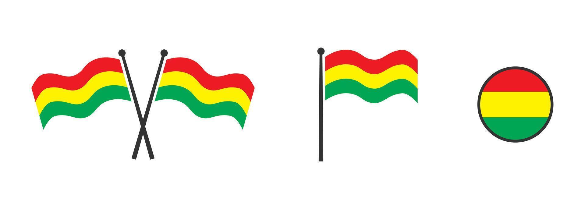 vlag van Bolivia. golvend vlag van Bolivia. ronde icoon. vlak vector illustratie.