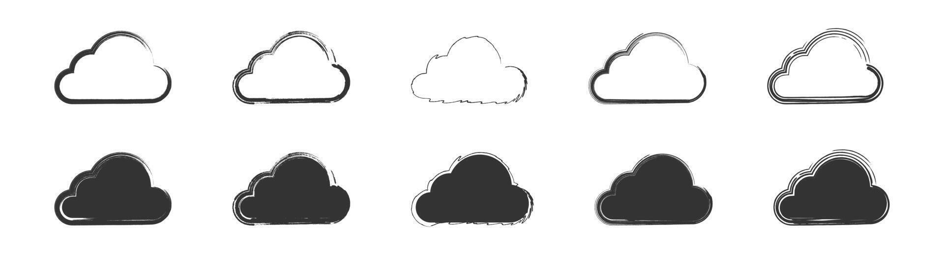 hand- getrokken wolk icoon set.vector illustratie. vector