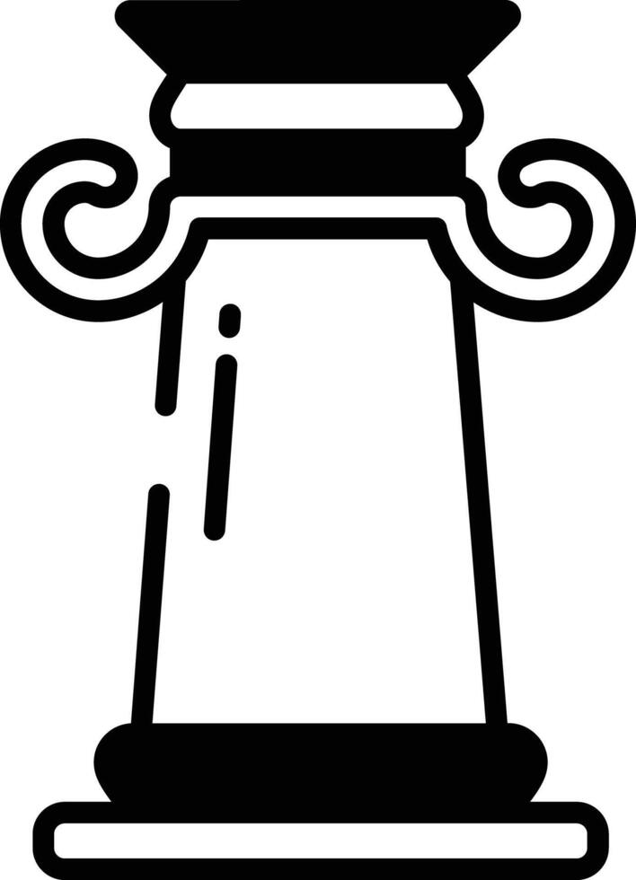 ionisch Grieks pijler glyph en lijn vector illustratie