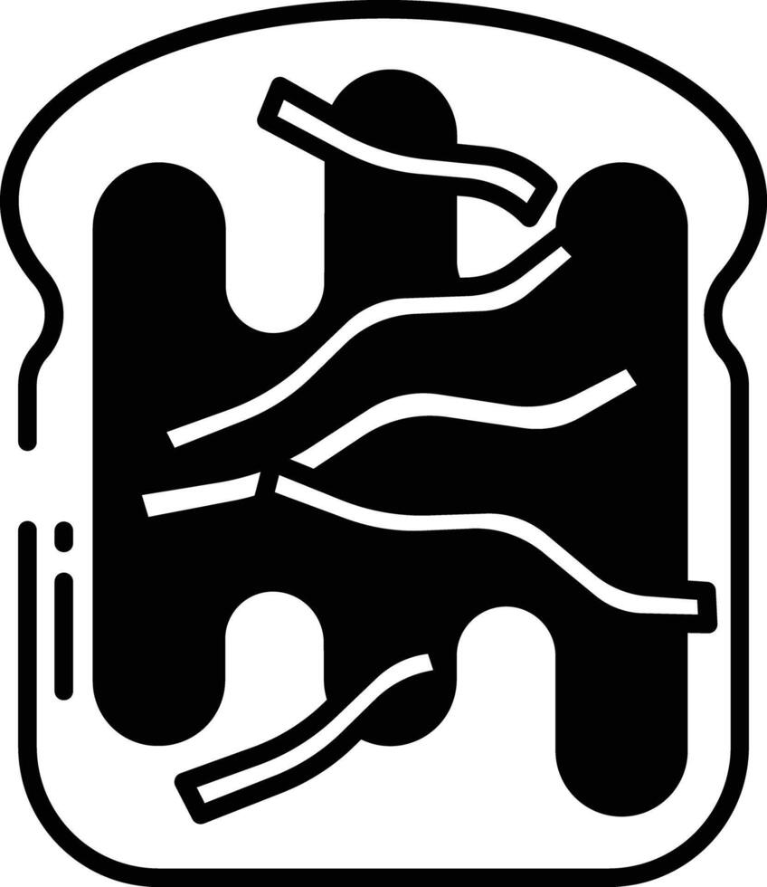 geroosterd brood glyph en lijn vector illustratie