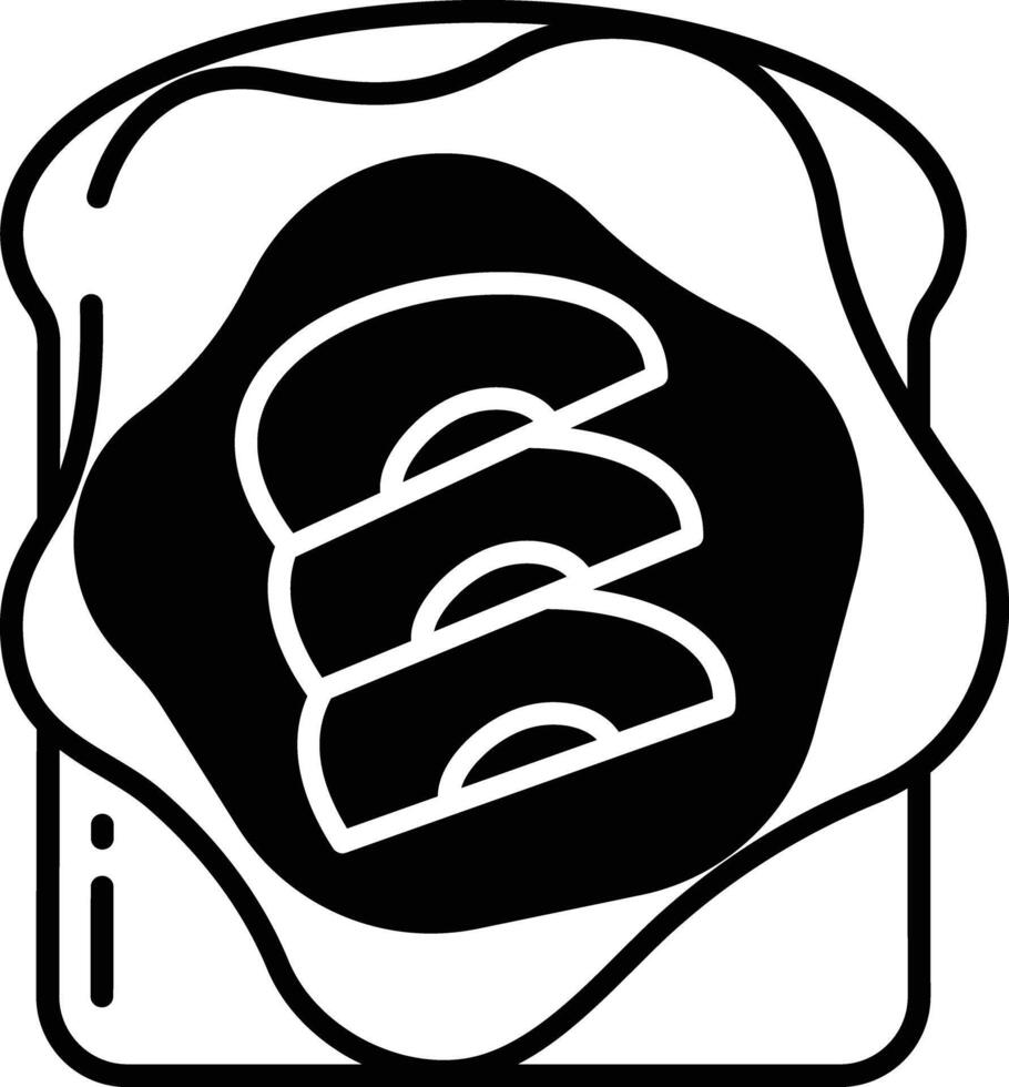 appel spek geroosterd brood glyph en lijn vector illustratie