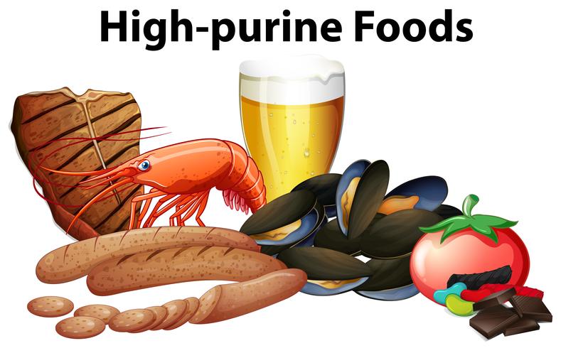 Een groep High Purine Food vector