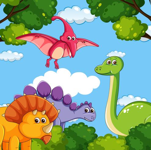 Een cartoon van dinosaurussen vector