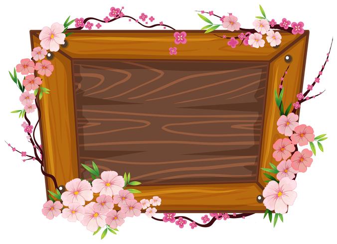Een houten lijst en Sakura vector