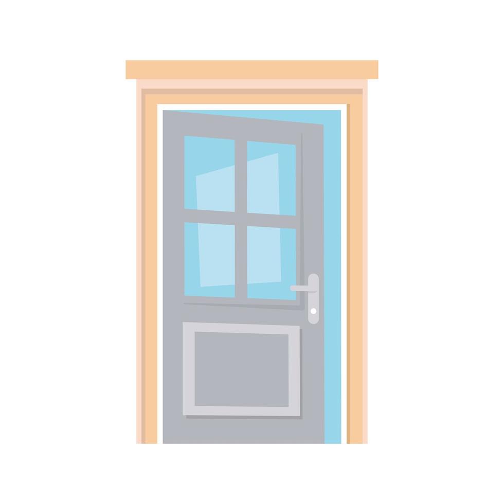 open deur huis frame geïsoleerd pictogram witte achtergrond vector