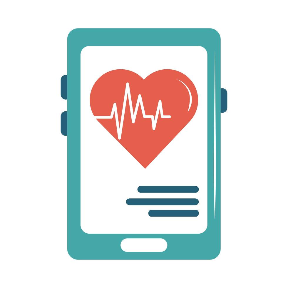 online arts smartphone hartslag gezondheidszorg vlakke stijlicoon vector