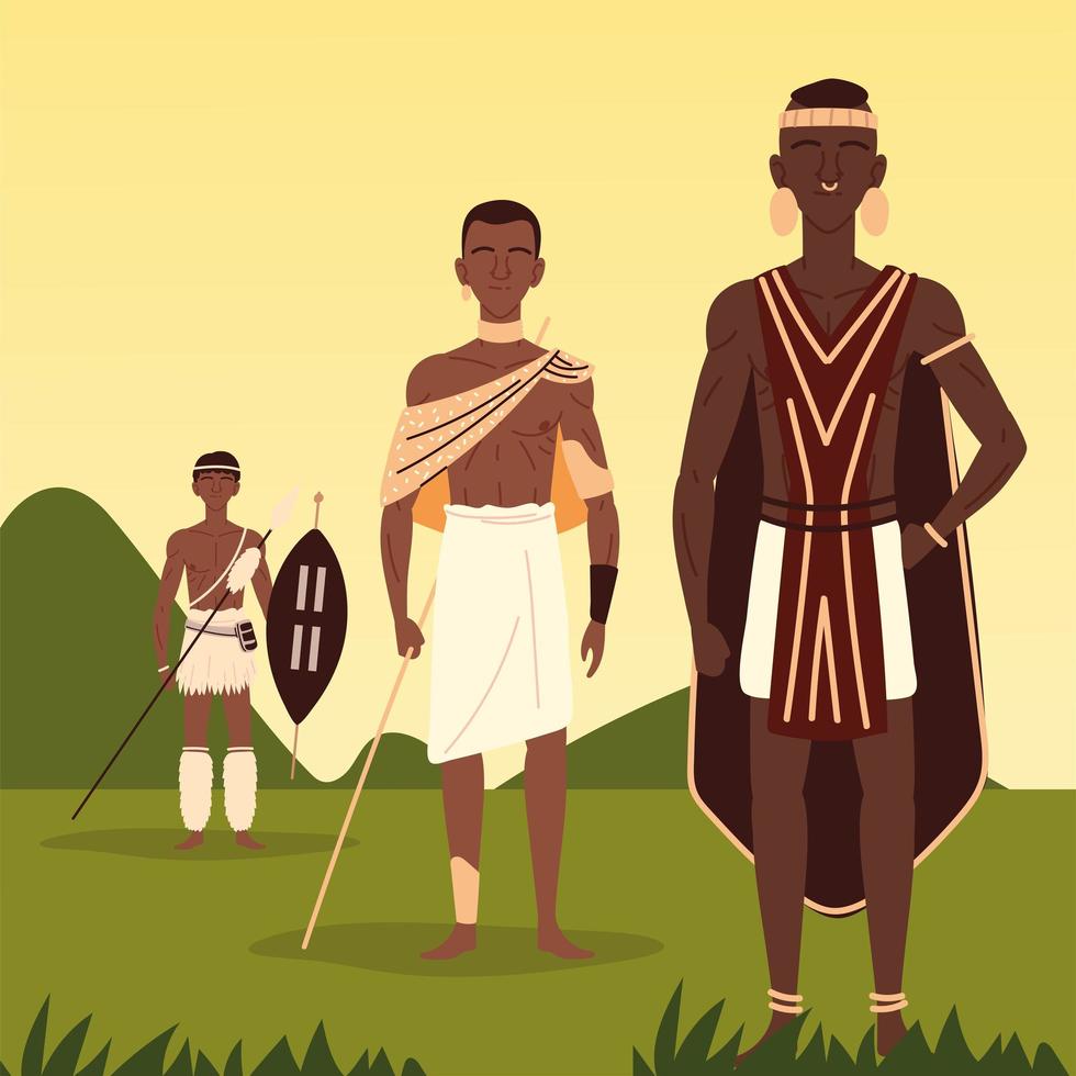aboriginals afrikaanse mannen vector