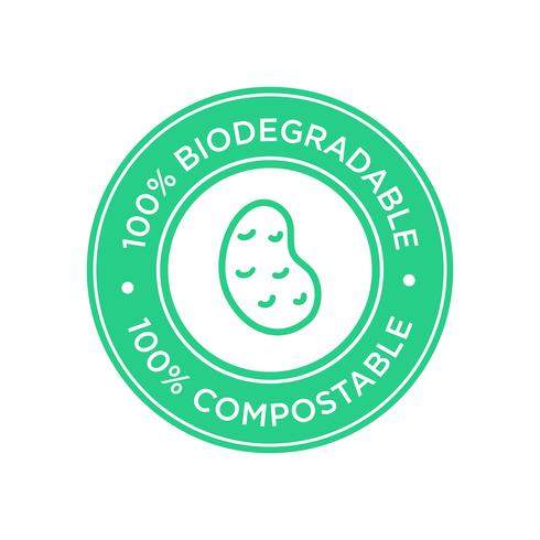 100% biologisch afbreekbaar en composteerbaar pictogram. Bioplastic gemaakt van aardappel. vector