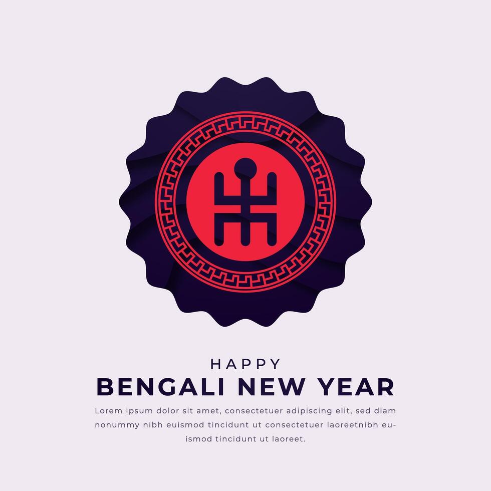 gelukkig Bengaals nieuw jaar papier besnoeiing stijl vector ontwerp illustratie voor achtergrond, poster, banier, reclame, groet kaart