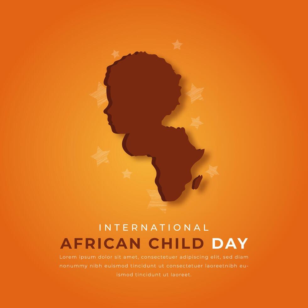 Internationale Afrikaanse kind dag papier besnoeiing stijl vector ontwerp illustratie voor achtergrond, poster, banier, reclame, groet kaart