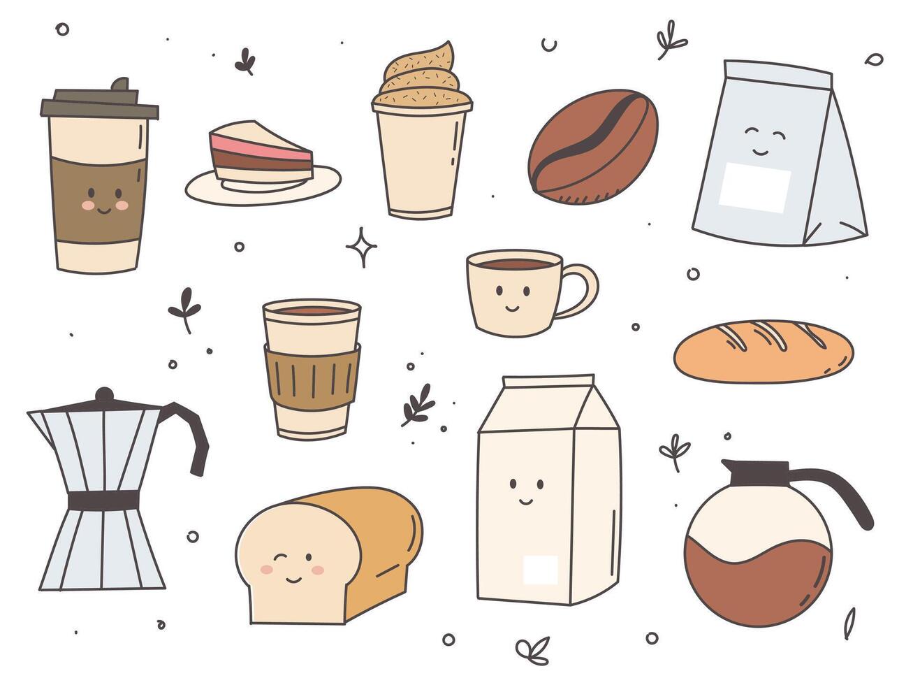 hand- getrokken schattig tekening koffie winkel icoon vector