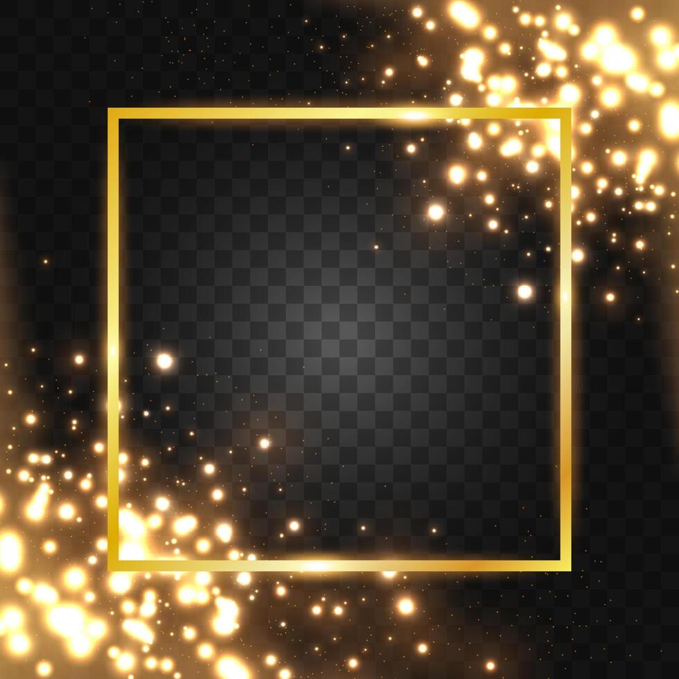 gouden plein met verblindend vonk, vector illustratie