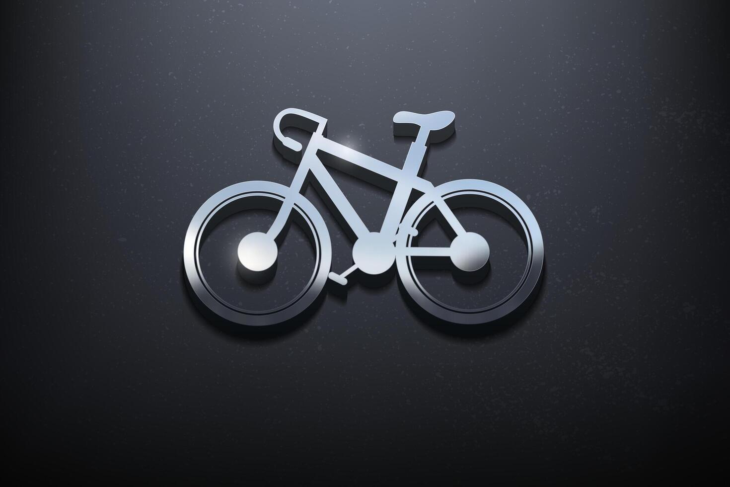 fiets 3d logo ontwerp, glimmend mockup logo met getextureerde muur. realistisch vector, vector illustratie