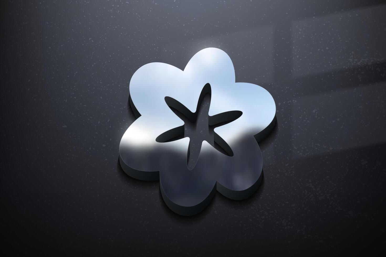 bloem 3d logo ontwerp, glimmend mockup logo met getextureerde muur. realistisch vector, vector illustratie