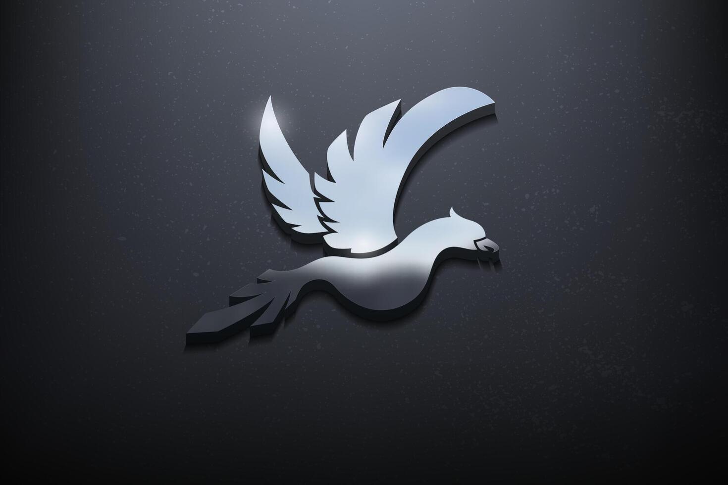 vogel 3d logo ontwerp, glimmend mockup logo met getextureerde muur. realistisch vector, vector illustratie