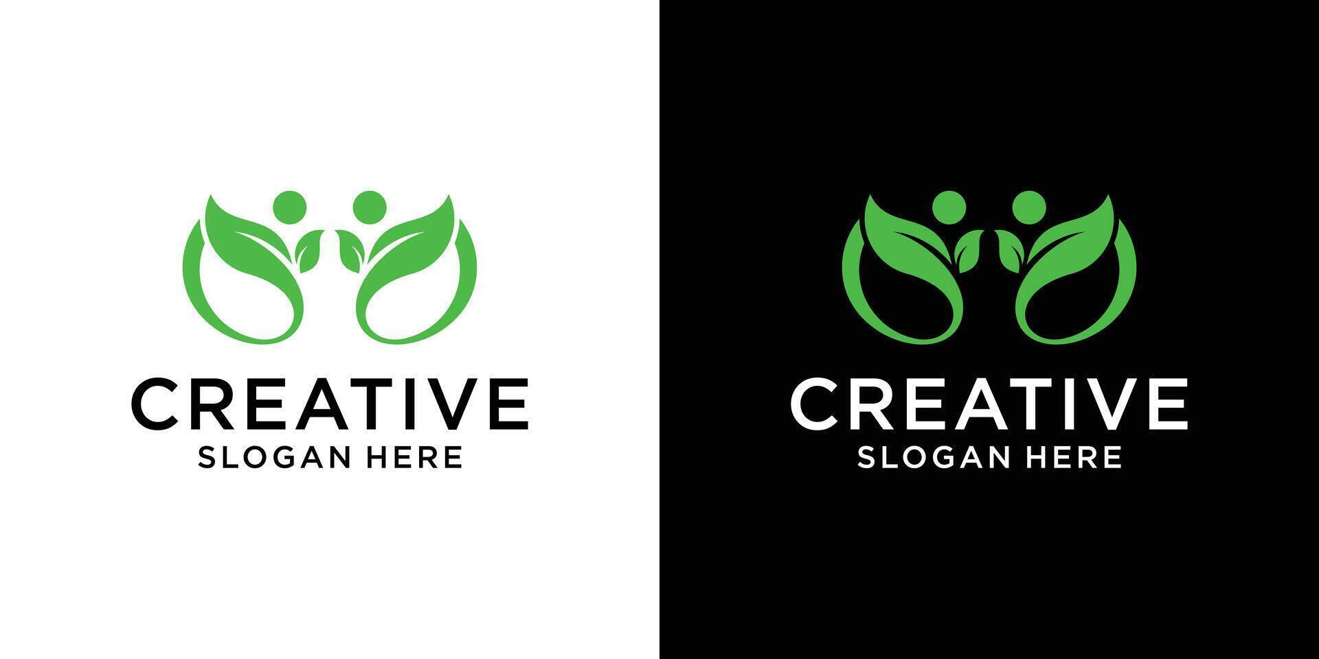 mensen en natuur blad logo ontwerp vector