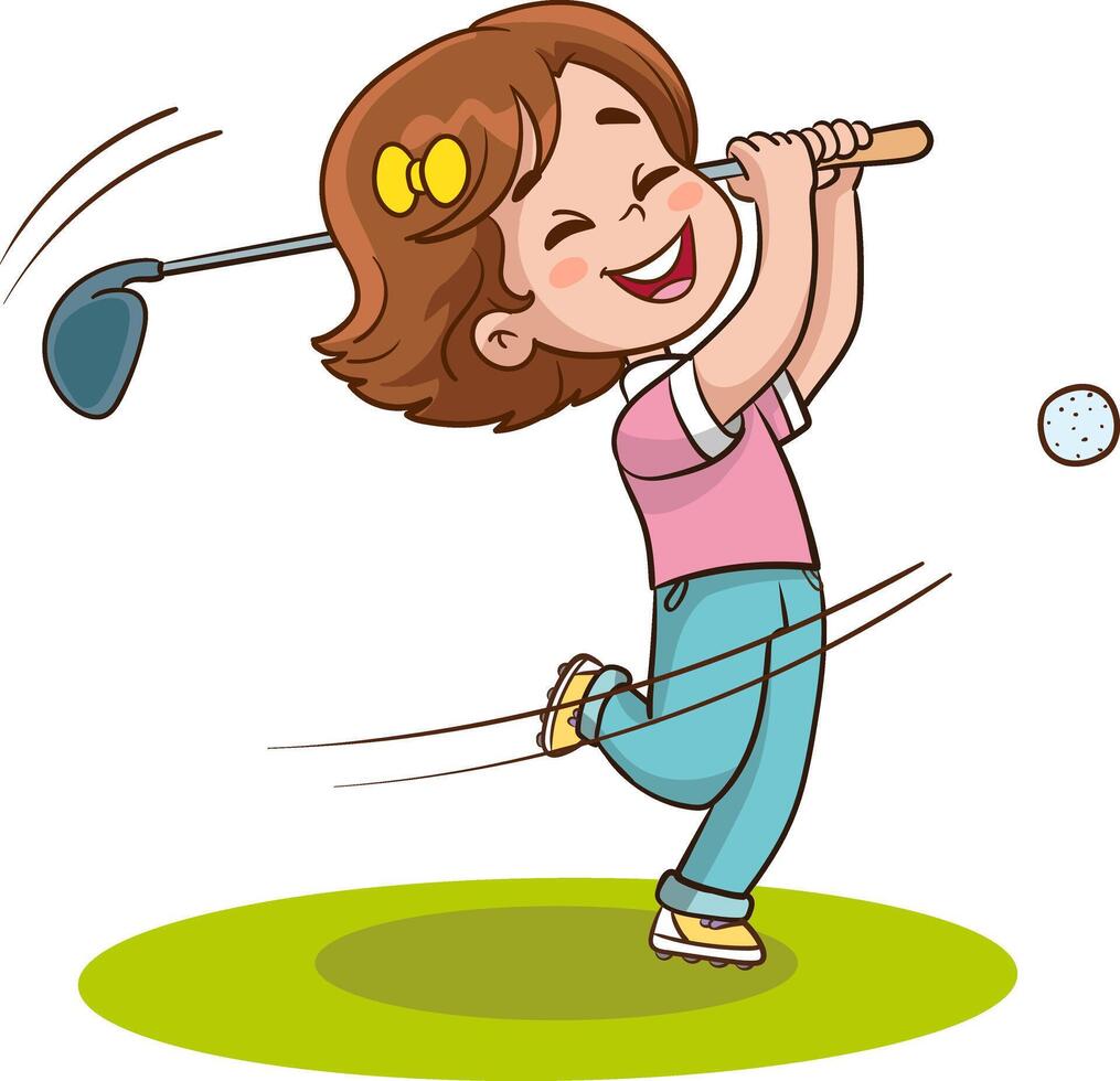 vector illustratie van weinig kinderen spelen golf.