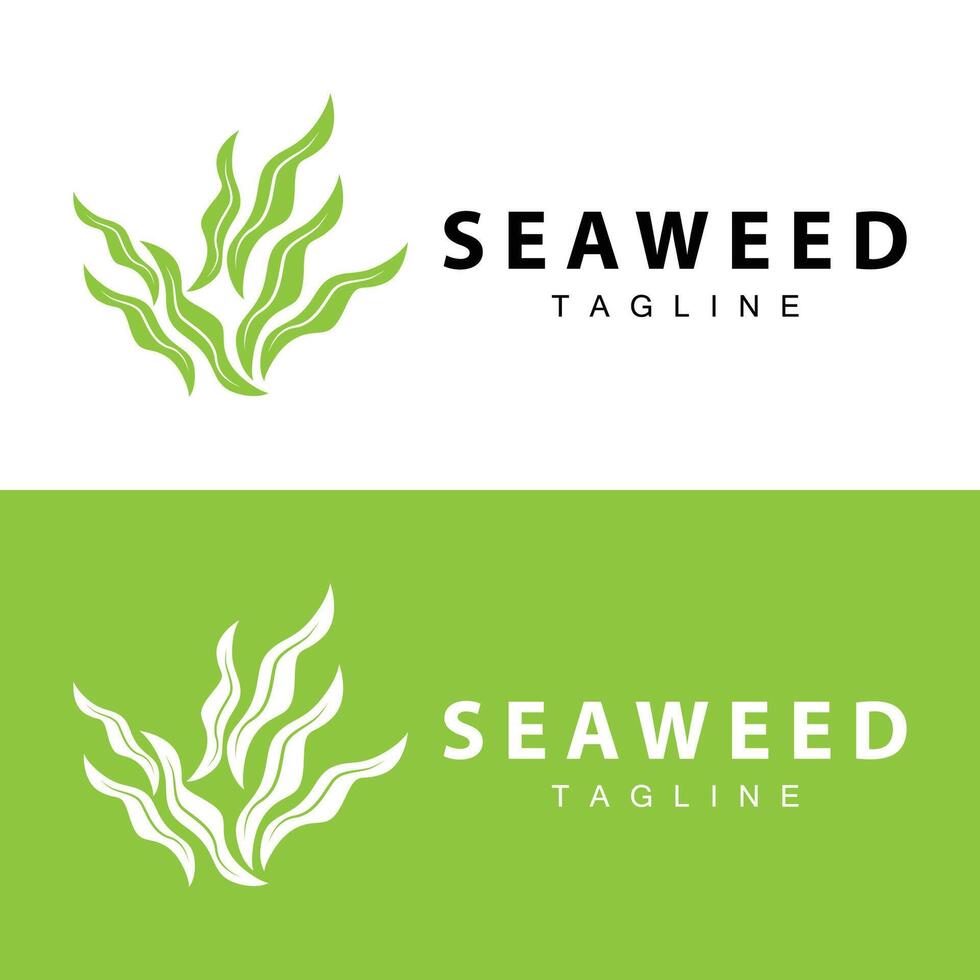 zeewier logo ontwerp, onderwater- fabriek ontwerp illustraties, schoonheidsmiddelen en voedsel ingrediënt vector