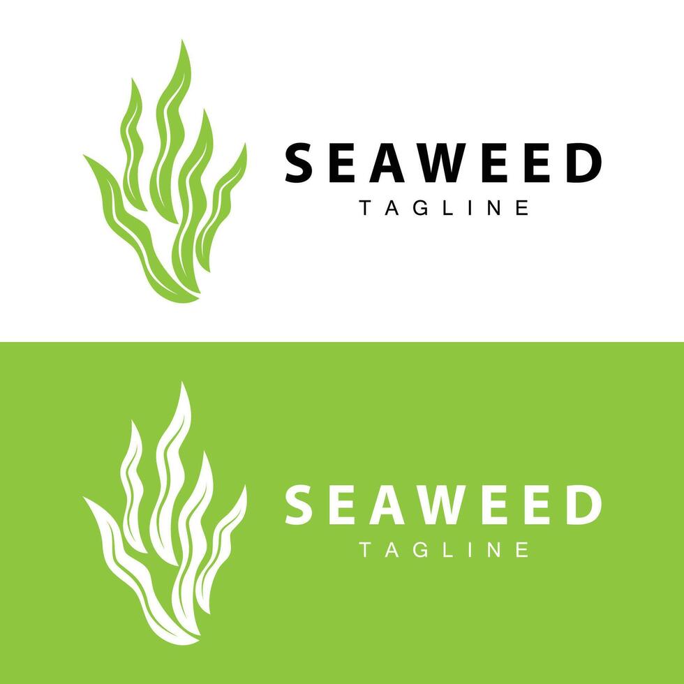 zeewier logo ontwerp, onderwater- fabriek ontwerp illustraties, schoonheidsmiddelen en voedsel ingrediënt vector