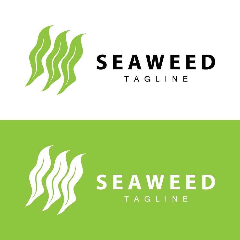 zeewier logo ontwerp, onderwater- fabriek ontwerp illustraties, schoonheidsmiddelen en voedsel ingrediënt vector