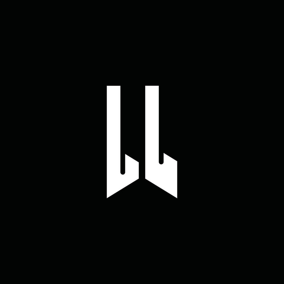 ll logo monogram met embleem stijl geïsoleerd op zwarte achtergrond vector