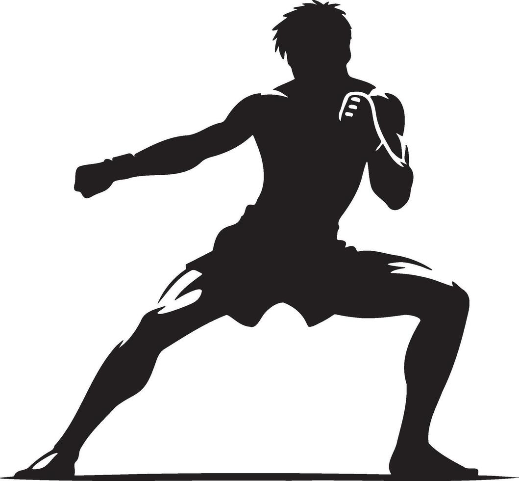 mannetje kickboksen speler silhouet. vector